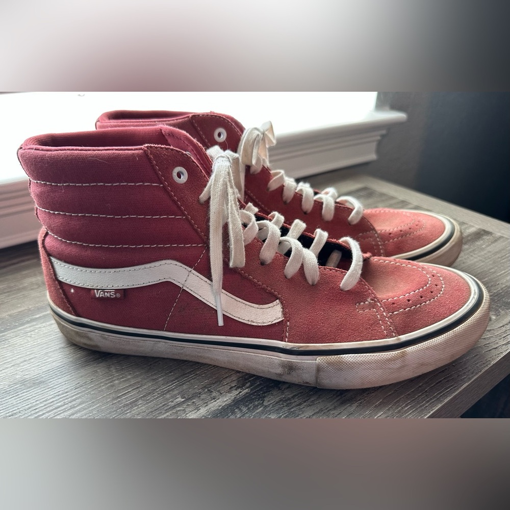 Vans Burgundy High-Top Sneakers with White Trim